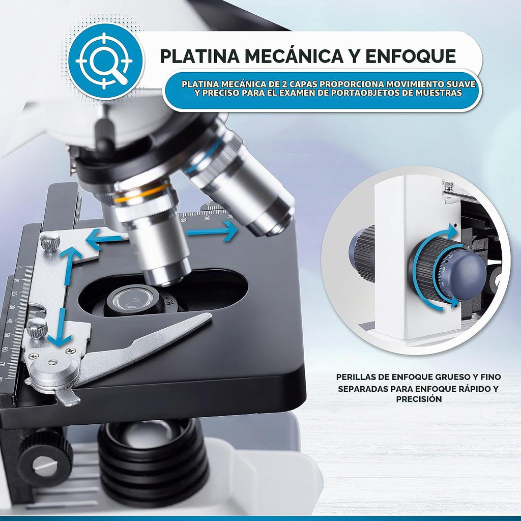 AmScope B120C Siedentopf microscopio binocular compuesto, aumento de 40X-2000X, iluminación LED, condensador Abbe, plataforma mecánica de doble capa.