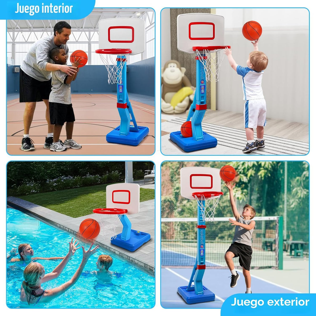 Juego de aro de baloncesto para niños pequeños, aro de baloncesto ajustable