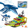 kiothdre Juego de construcción de dinosaurios Ocean Explorer 3 en 1 compatible con Dinosaur Park World, Barco Ciudad y Mosasaurus Spinosaurus Dino Toys con articulaciones móvil, juguetes para niños de 6 a 12 años