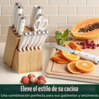 Juego de cuchillos de cocina de acero inoxidable de alto carbono de alta calidad, afilado, mango ergonómico forjado triple remache, juego de cuchillos profesional para cocina, apto para lavavajillas (blanco)