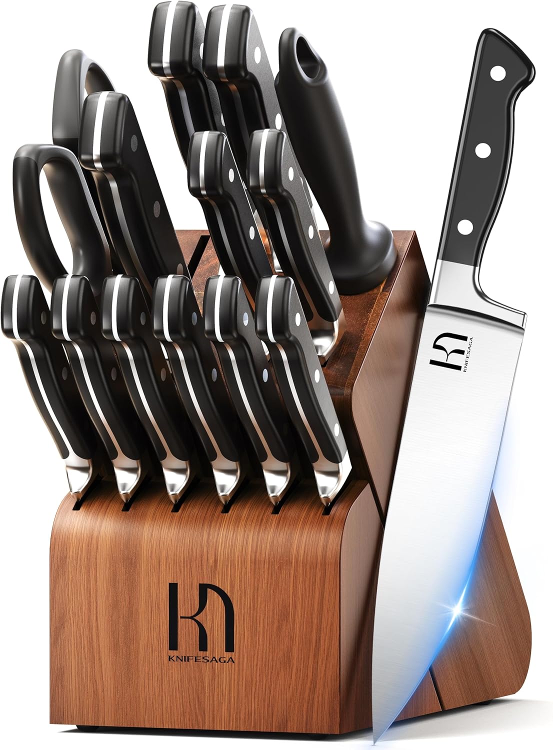 KnifeSaga Juego de bloques de cuchillos de cocina japoneses de 15 piezas