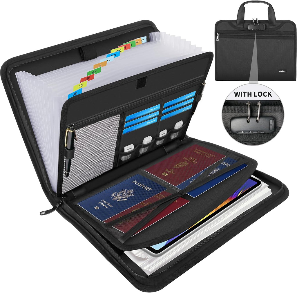 Organizador de documentos importante con cerradura, organizador de archivos