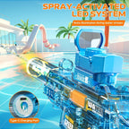 Pistola de agua eléctrica, adecuada para niños y adultos, tanque de agua de gran capacidad, luz LED con efecto de llama bozal, piscina al aire libre, juguete de batalla de playa (MP5-azul)