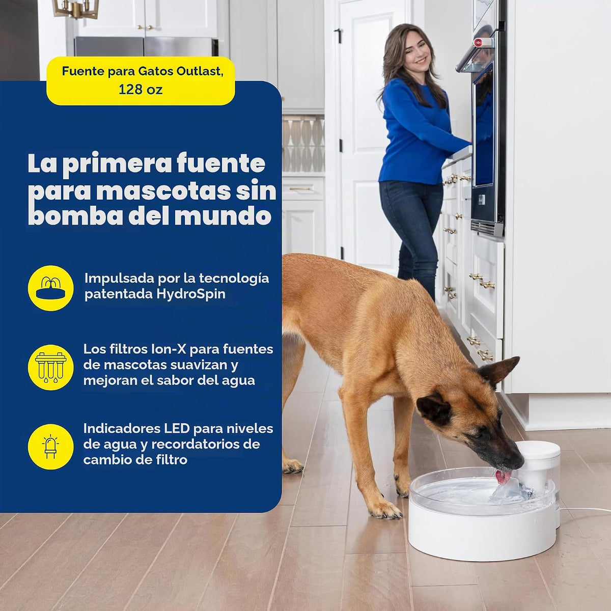 PetSafe Outlast - Fuente de agua para perros sin bombeo, 128 onzas