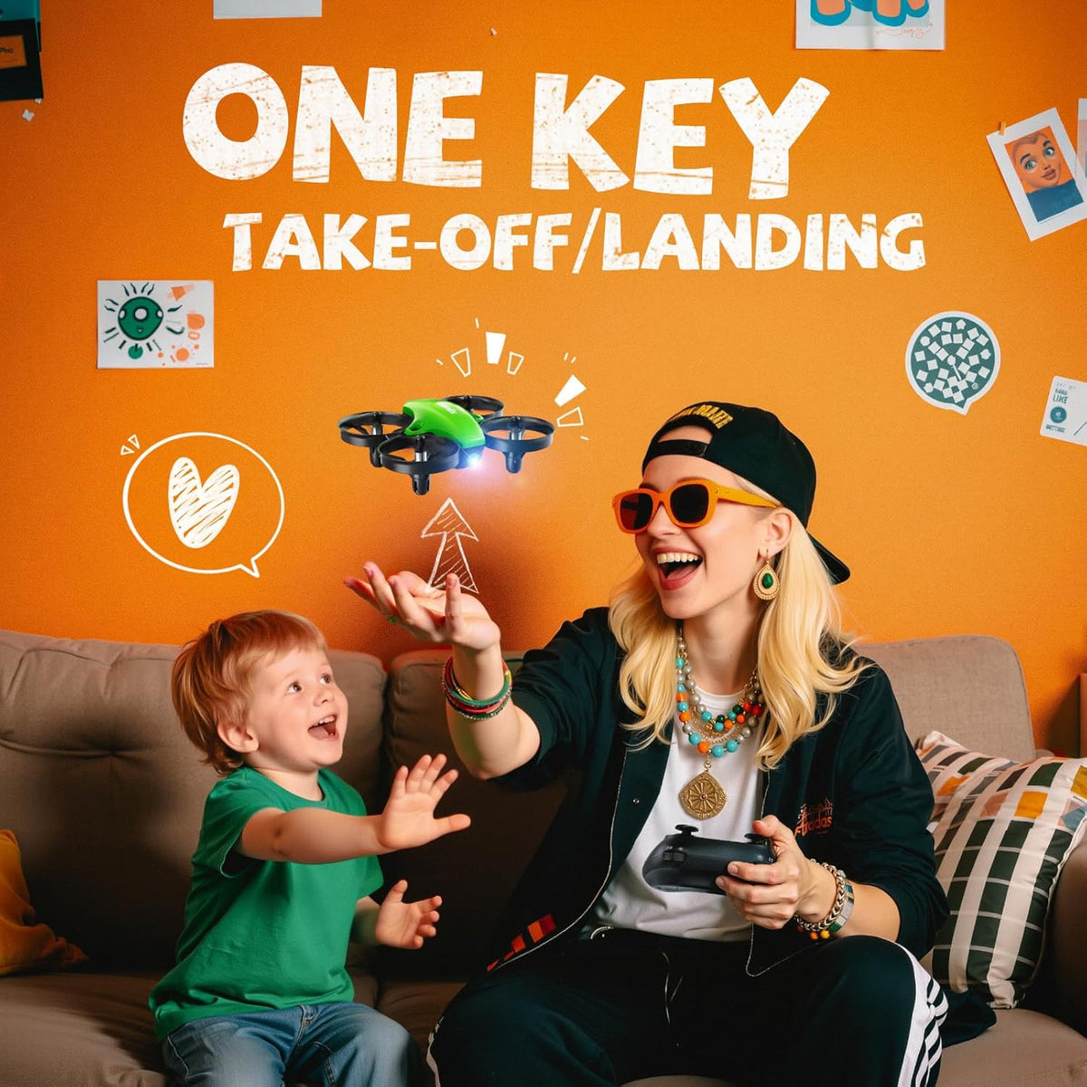 V995 Mini Dron para Niños y Principiantes, Avión Cuadricóptero para Interiores y Exteriores para Niños y Niñas con Giros 3D, Rotación de 360°, Vuelo Circular, Vuelo Estacionario Automático, Modo sin