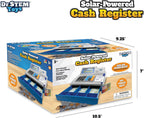 Calculadora solar con cajita registradora de juguete y dinero de juego – Set de 67 piezas para aprender habilidades de matemáticas, caja registradora STEM para niños (gris)