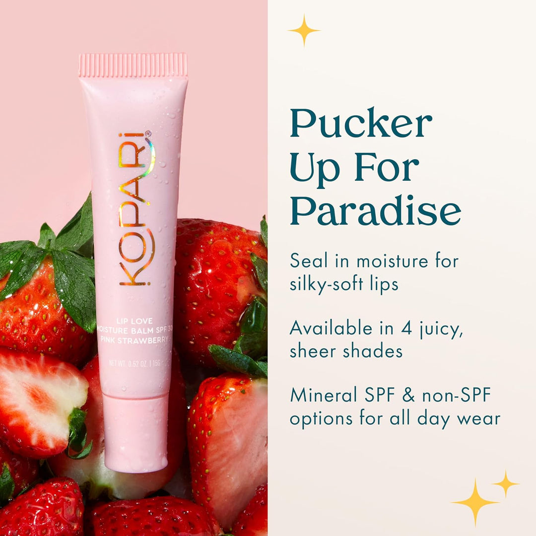 Kopari Lip Love Bálsamo Hidratante en Fresa Rosa SPF 30-100% Minera...