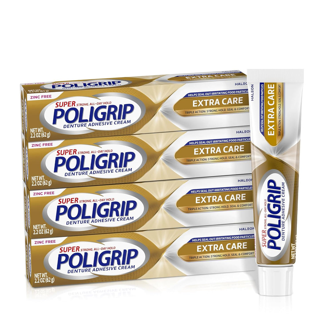 Super Poligrip Extra Care - Crema adhesiva para dentaduras postizas...