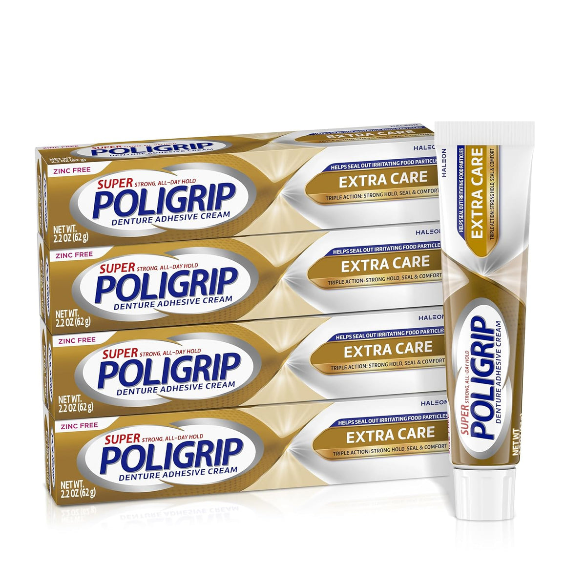 Super Poligrip Extra Care - Crema adhesiva para dentaduras postizas...