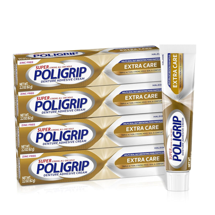 Super Poligrip Extra Care - Crema adhesiva para dentaduras postizas...