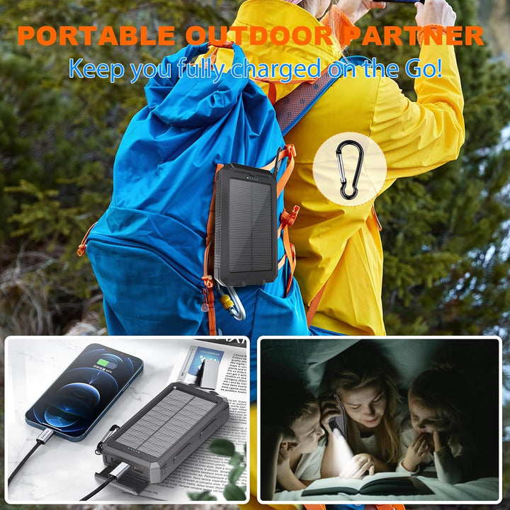Kepswin Cargador solar de 20,000 mAh, banco de energía portátil, 4...