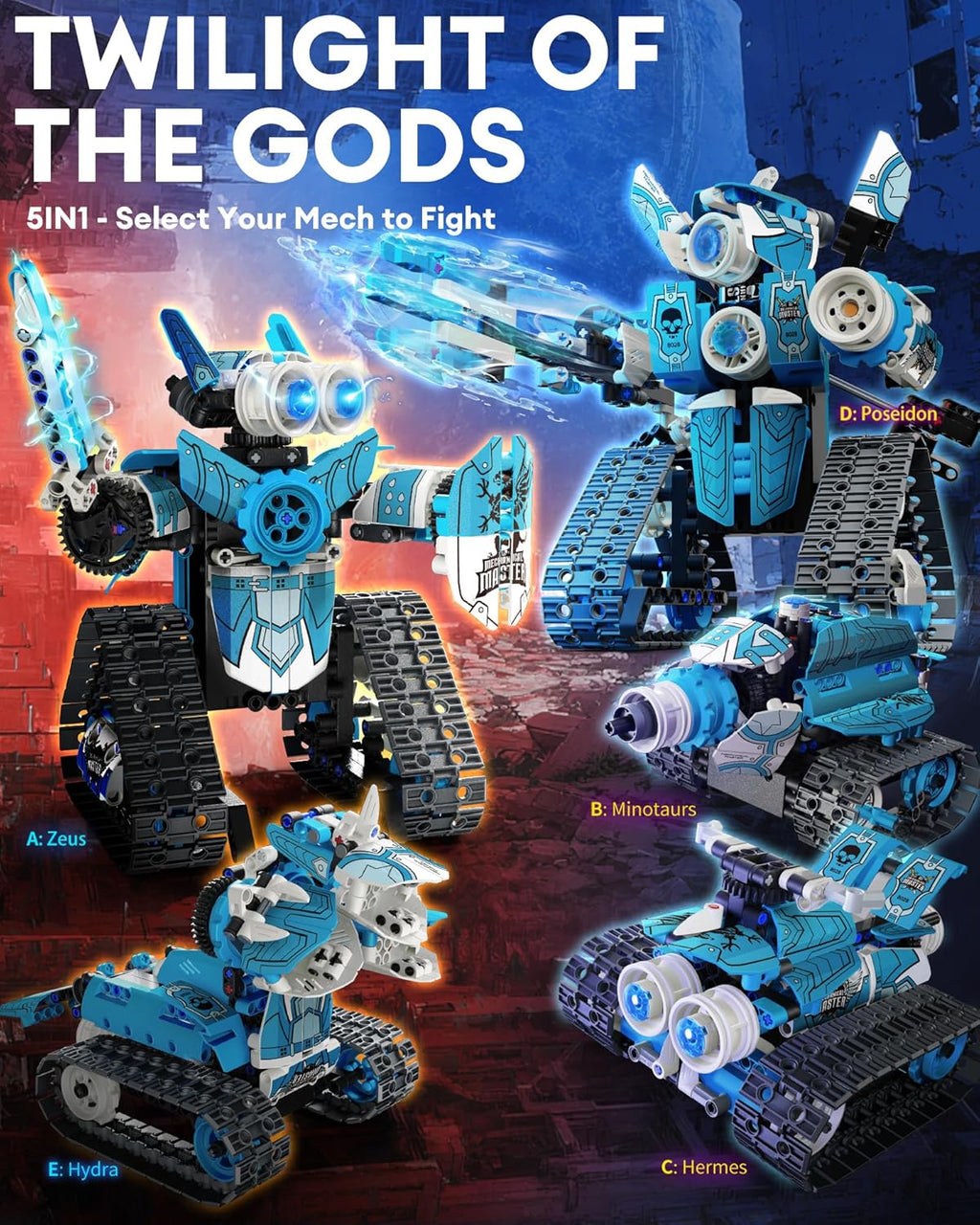 Opmind 5-en-1 STEM RC Robot Building Kit - 408PCS, Gift para Boys Ages 8-13