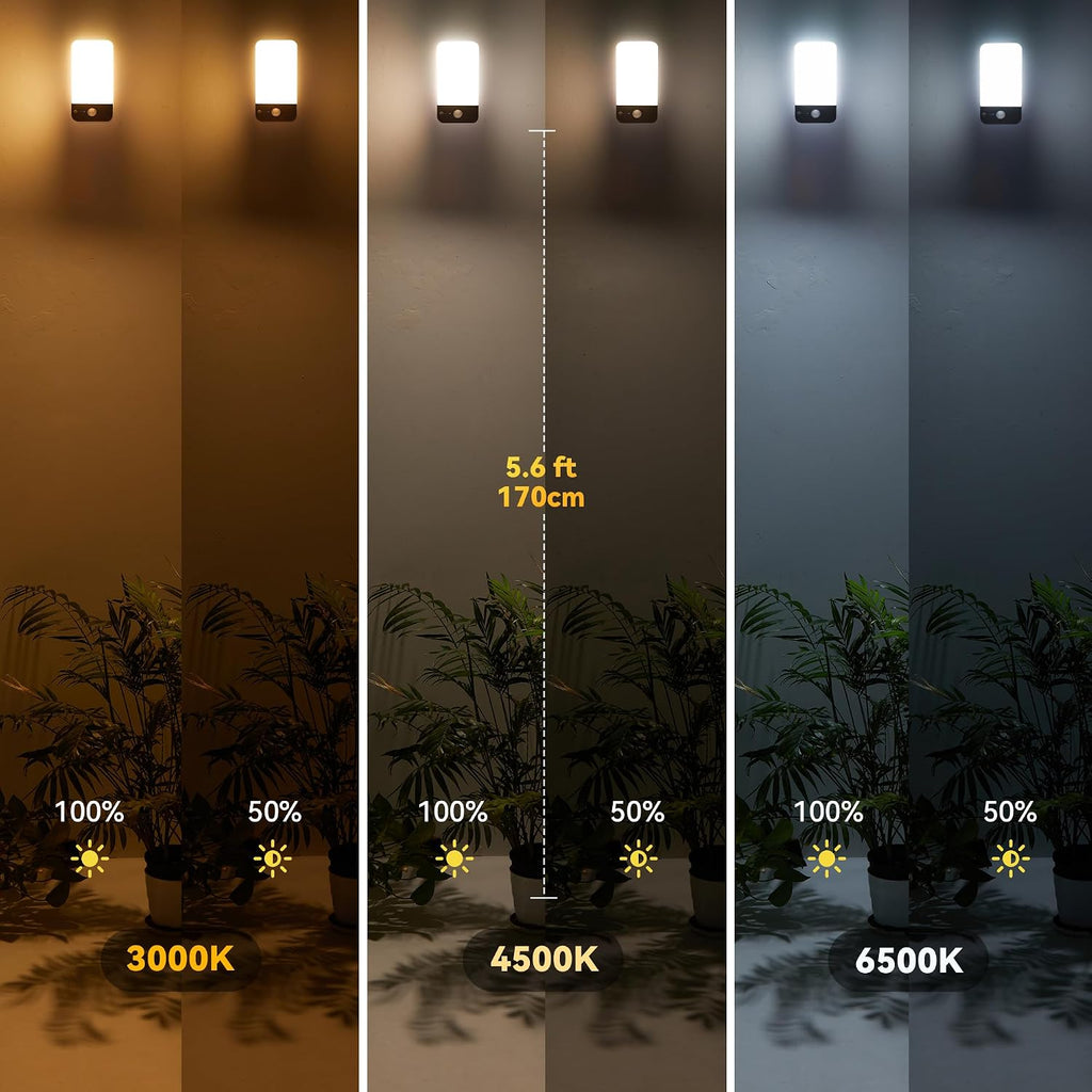 Luz exterior con sensor de movimiento de batería recargable