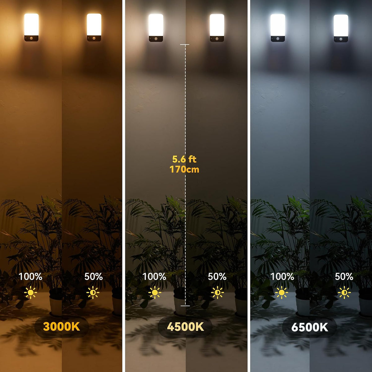 Luz exterior con sensor de movimiento de batería recargable