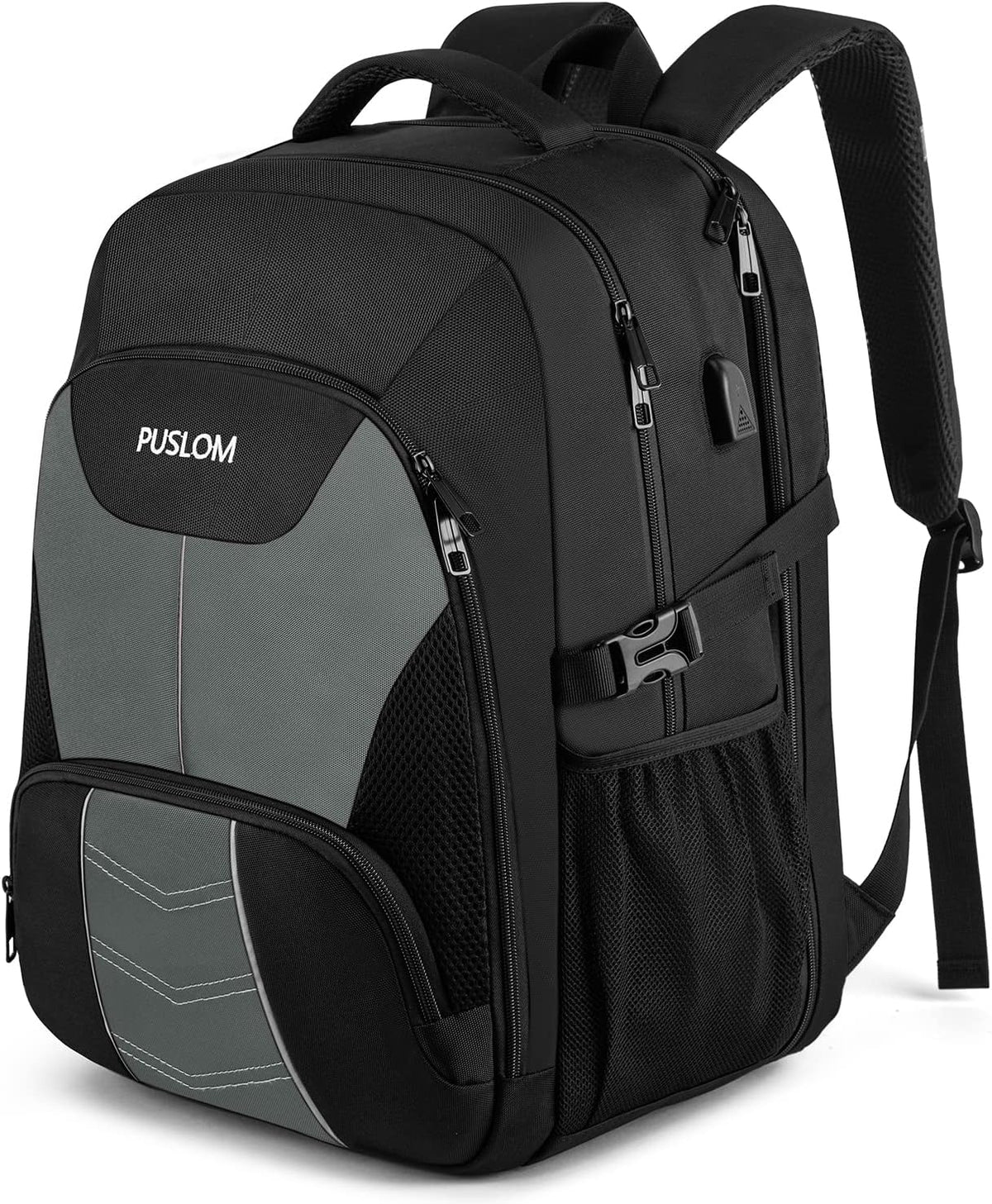 Mochila para Laptop con Puerto de Carga USB Mochila de Negocios Aprobada para Vuelos Equipaje de Mano, Gris, 18,4 pulg., Mochilas de viaje