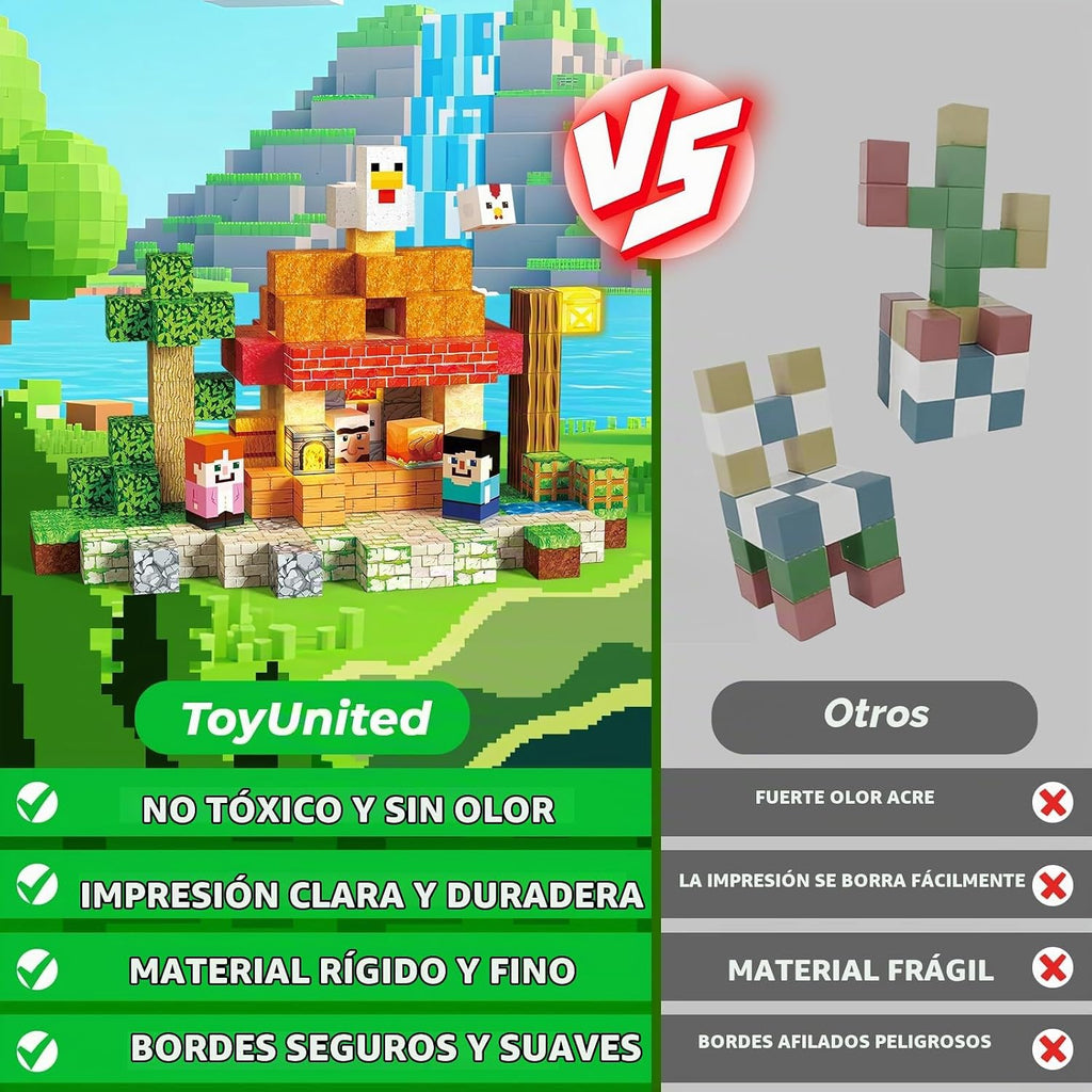 ToyUnited - 200 bloques magnéticos con bloques de iluminación, bloques de construcción magnéticos, cubos magent apilables, juguetes sensoriales educativos STEM Montessori para niños y niñas de 3 a 12 años, regalos de cumpleaños