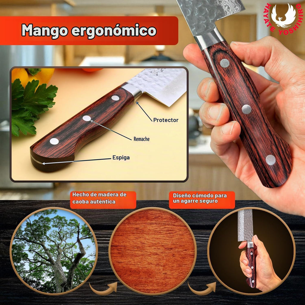Yoshihiro Cuchillo de Gyuto de Damasco forjado, cubierto, Not Applicable