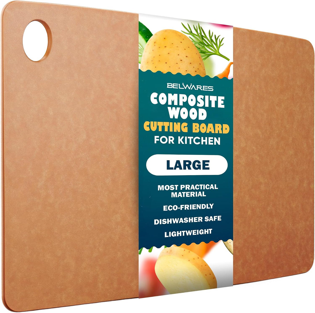Belwares - Tabla de cortar de madera compuesta para cocina, grande, 14.5 x