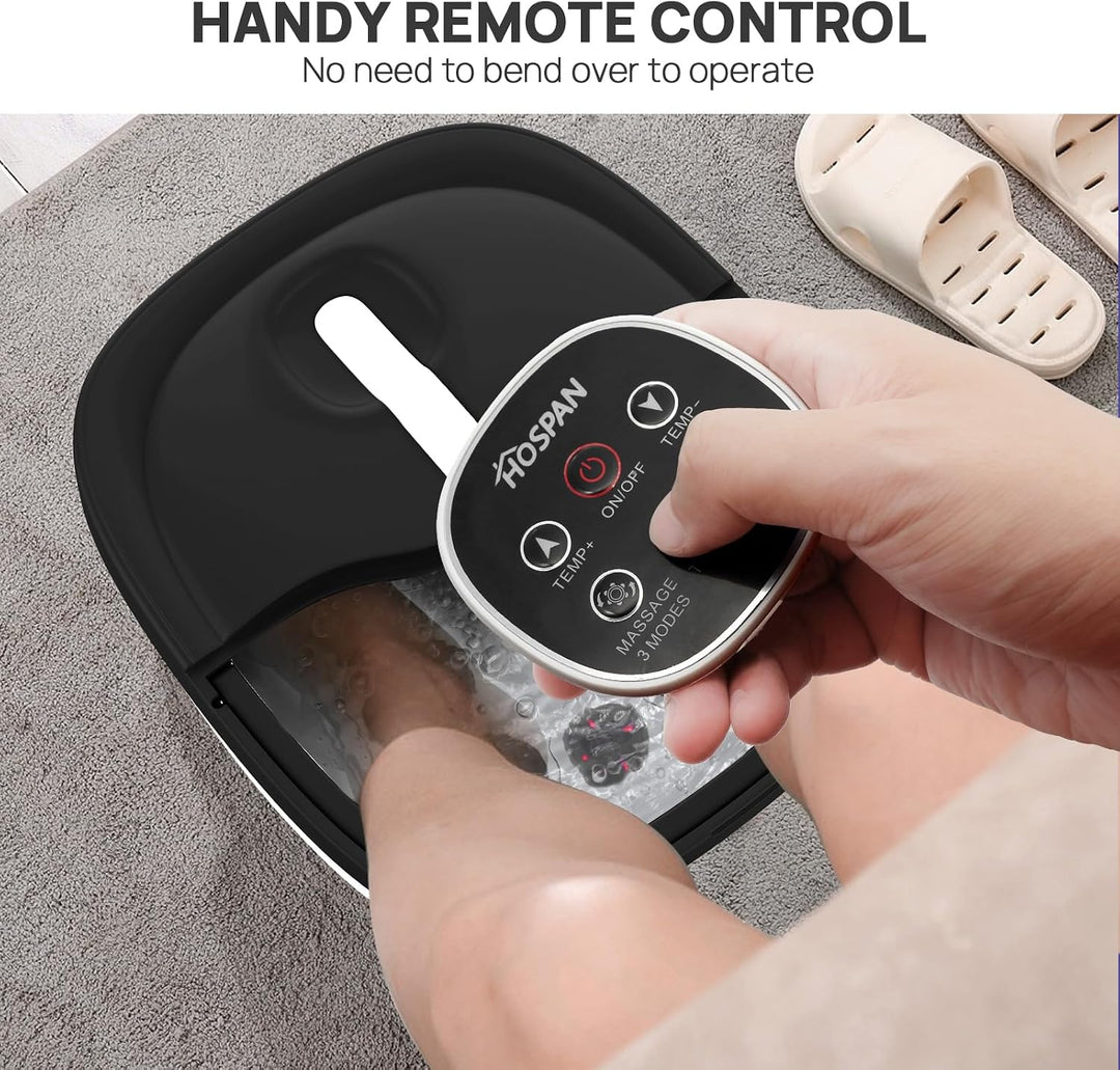 HOSPAN Masaje giratorio eléctrico plegable para pies, baño de pies...
