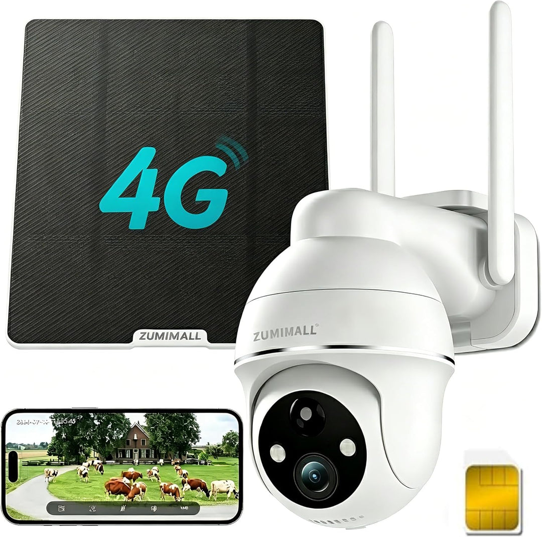 ZUMIMALL Cámara de seguridad celular 4G LTE, sin cámara WiFi para e...