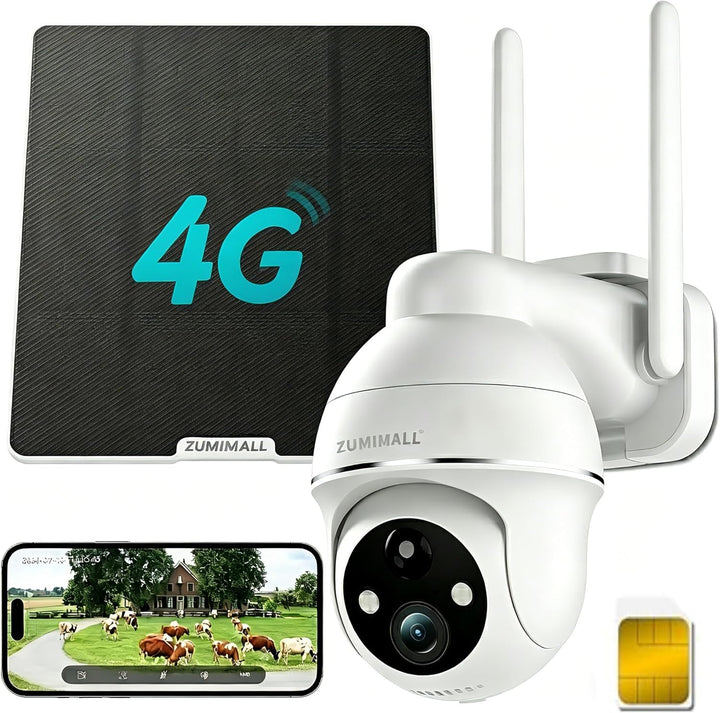 ZUMIMALL Cámara de seguridad celular 4G LTE, sin cámara WiFi para e...