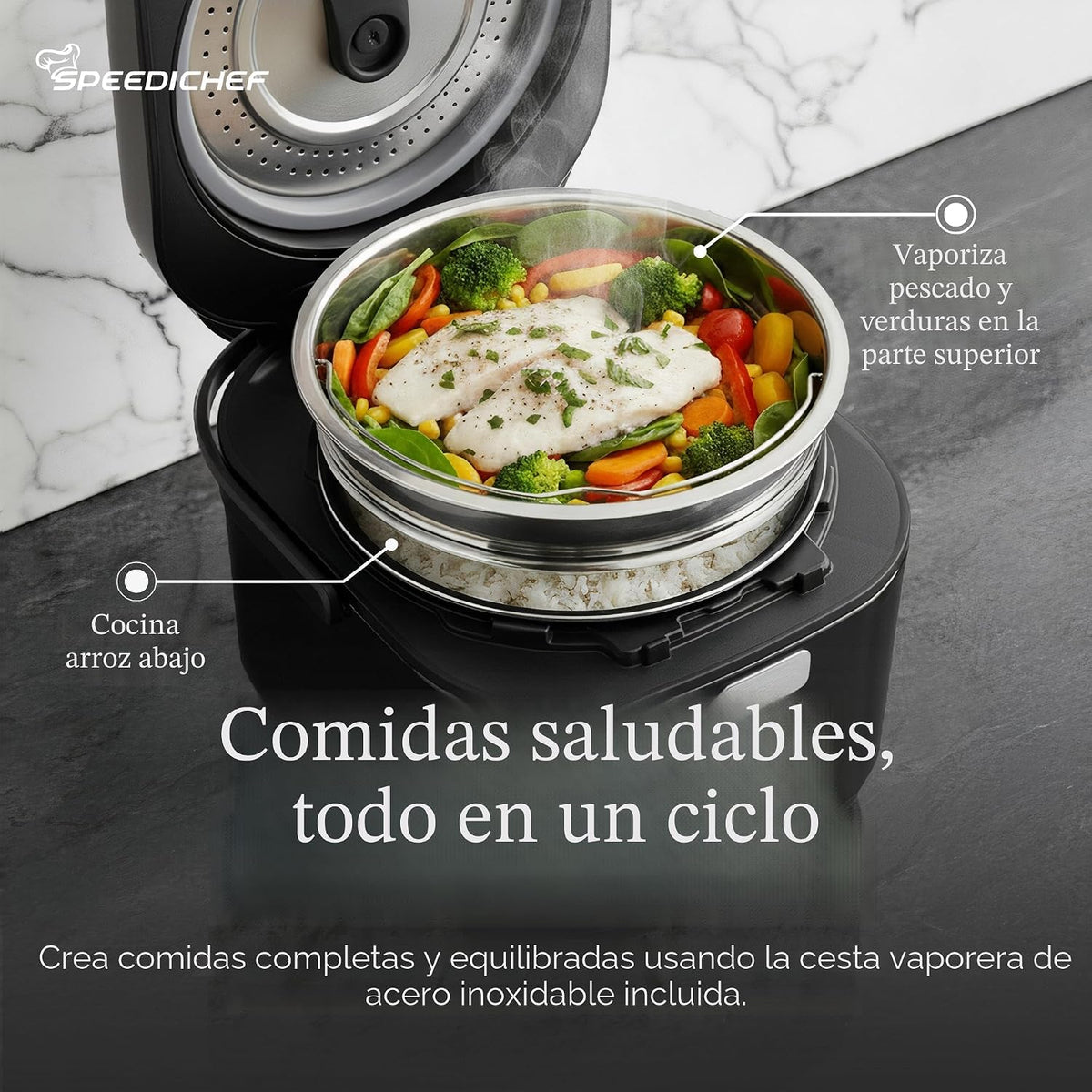 Olla arrocera y vaporera baja en azúcar para 10 tazas
