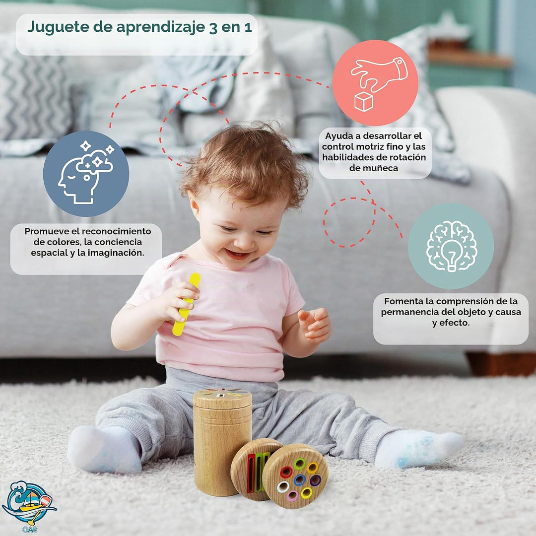 OAR Juguetes Montessori de madera para bebés y niños pequeños 1-3,...