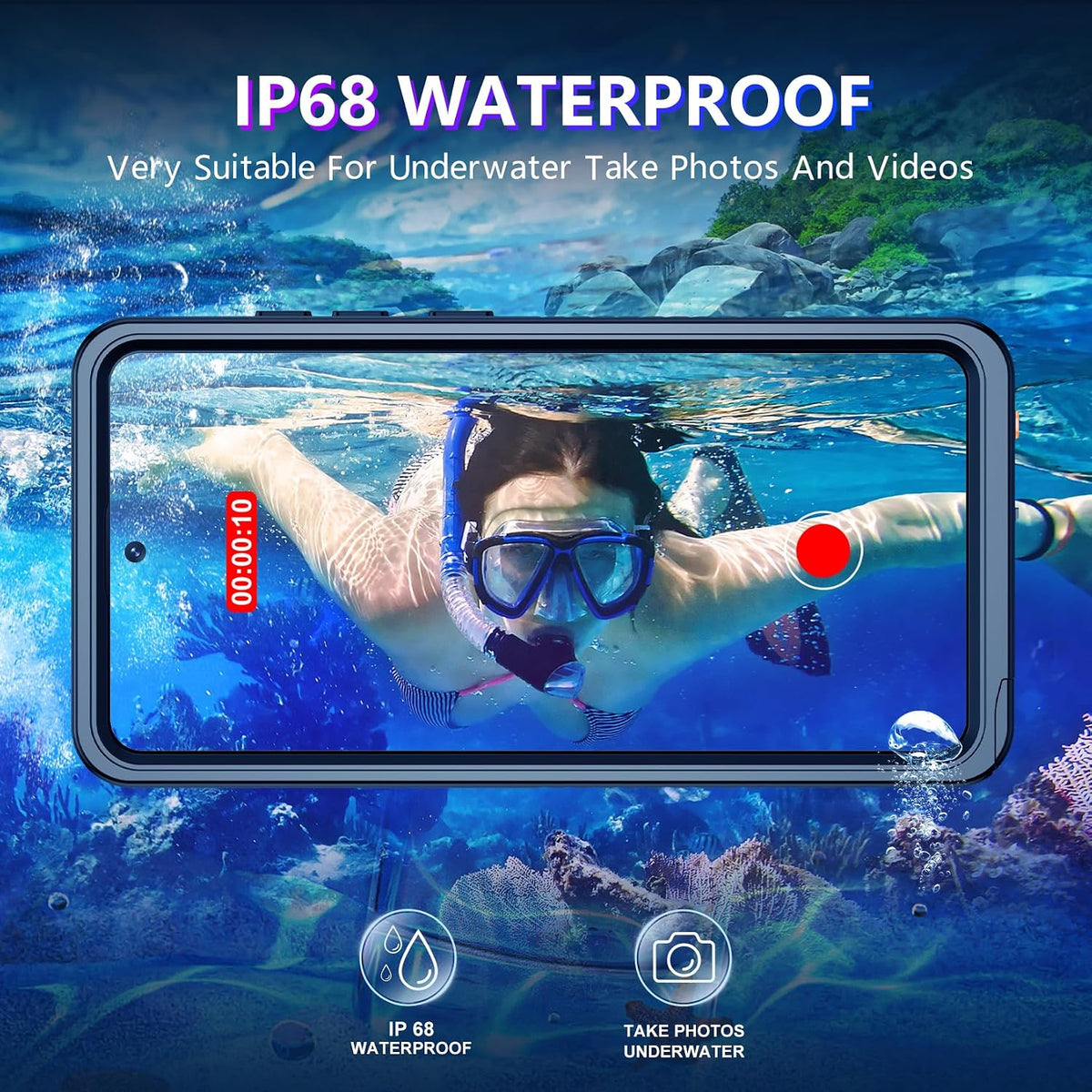 Temdan Funda impermeable diseñada para Samsung Galaxy S26 Ultra, lente y protector de pantalla integrados de grado militar, a prueba de golpes, a prueba de caídas, IP68 bajo el agua, carcasa completa para Galaxy S26 Ultra de 6.9 pulgadas, color negro
