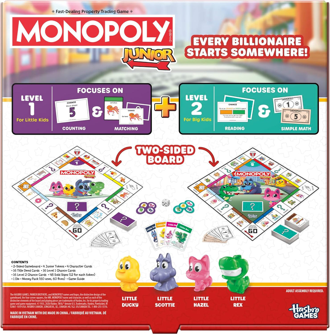 Monopoly Junior Juego de mesa 2 juegos en 1 para niños