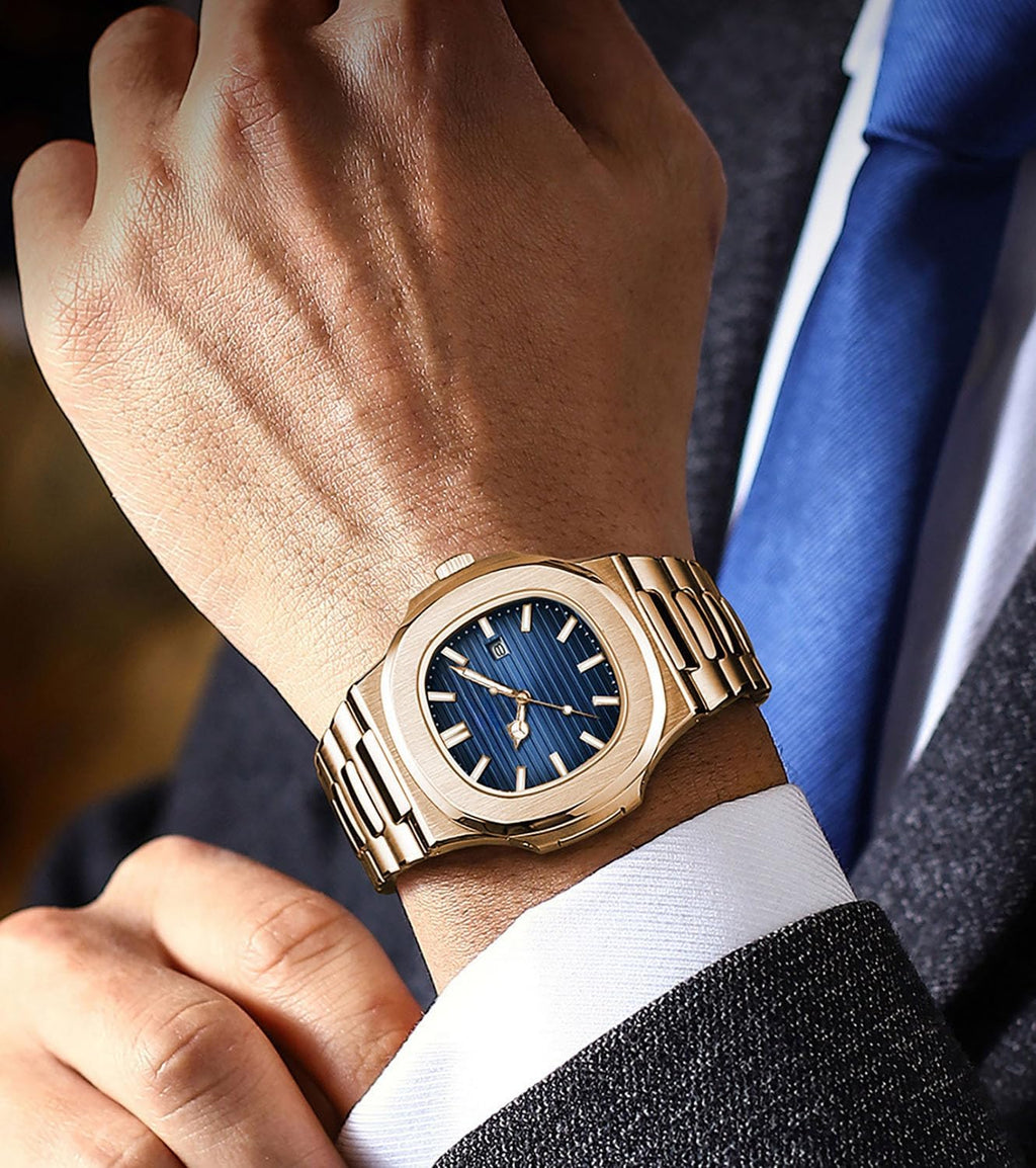 BESTKANG Reloj de movimiento de cuarzo para hombre, reloj luminoso impermeable para hombre, relojes de negocios de correa de acero inoxidable