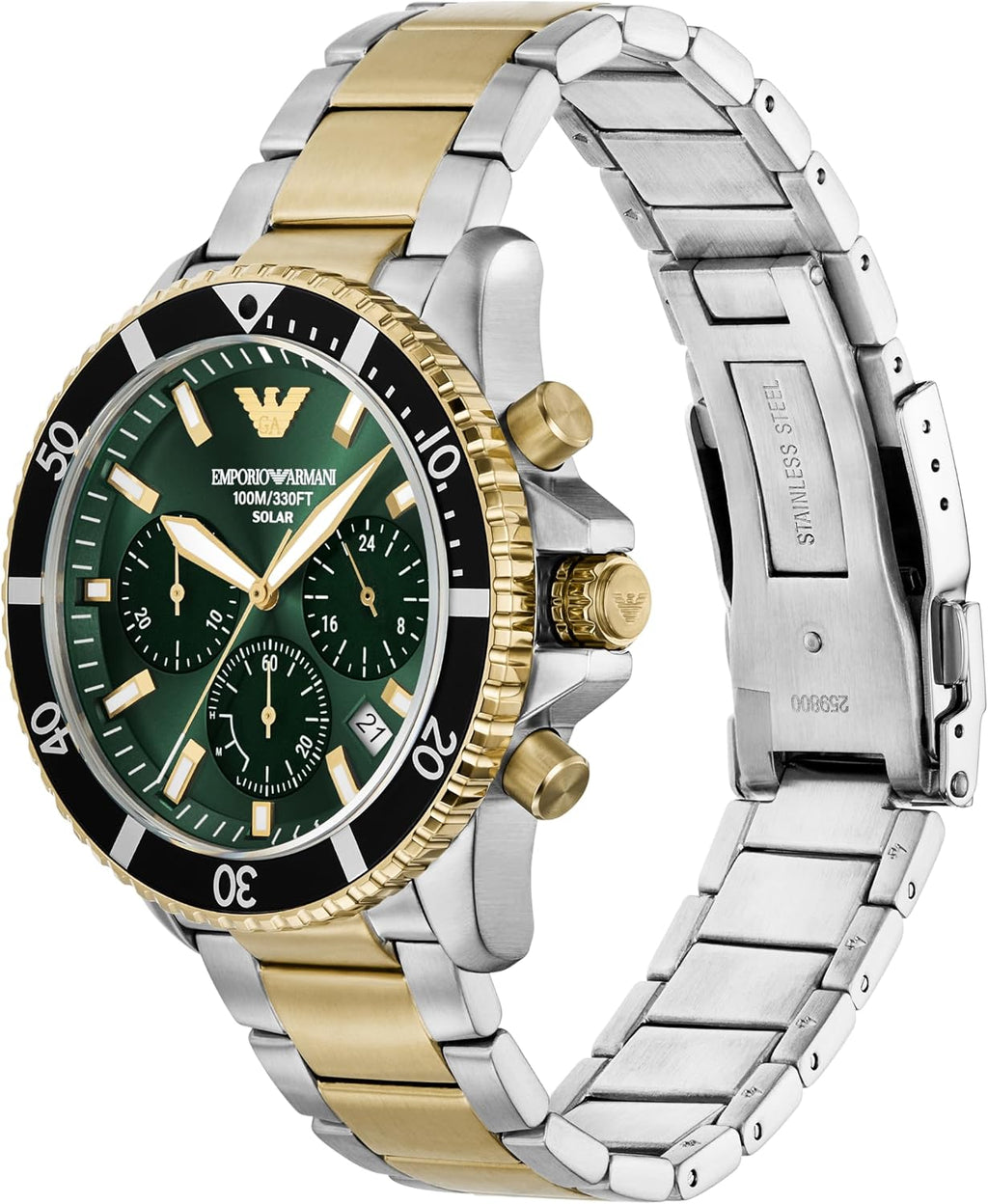 Emporio World Explorer - Reloj de acero inoxidable con cronógrafo bicolor para hombre (modelo: AR11695)