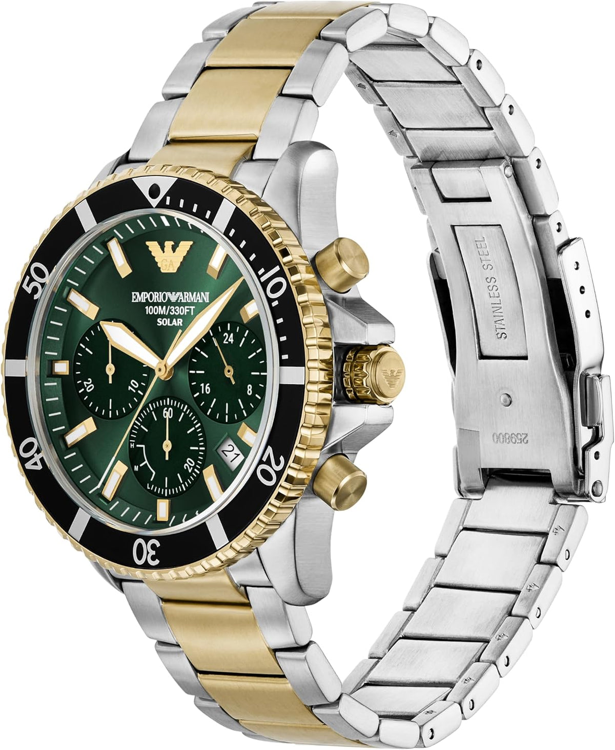 Emporio World Explorer - Reloj de acero inoxidable con cronógrafo bicolor para hombre (modelo: AR11695)