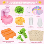 Kit de ramo de flores de tela rosa y morado, regalo educativo para niñas