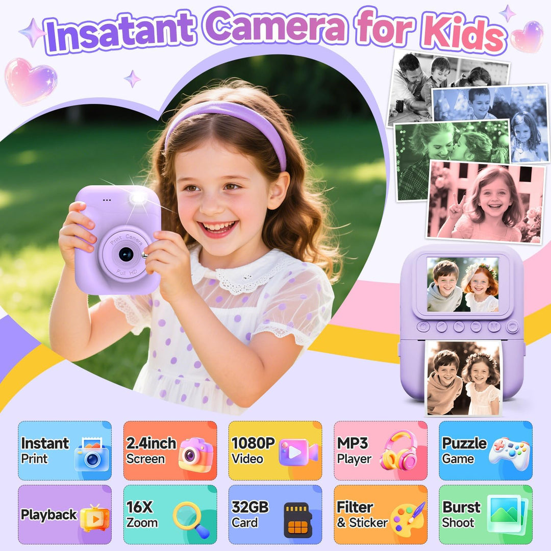 Cámara de impresión instantánea para niños, juguetes de cámara para...