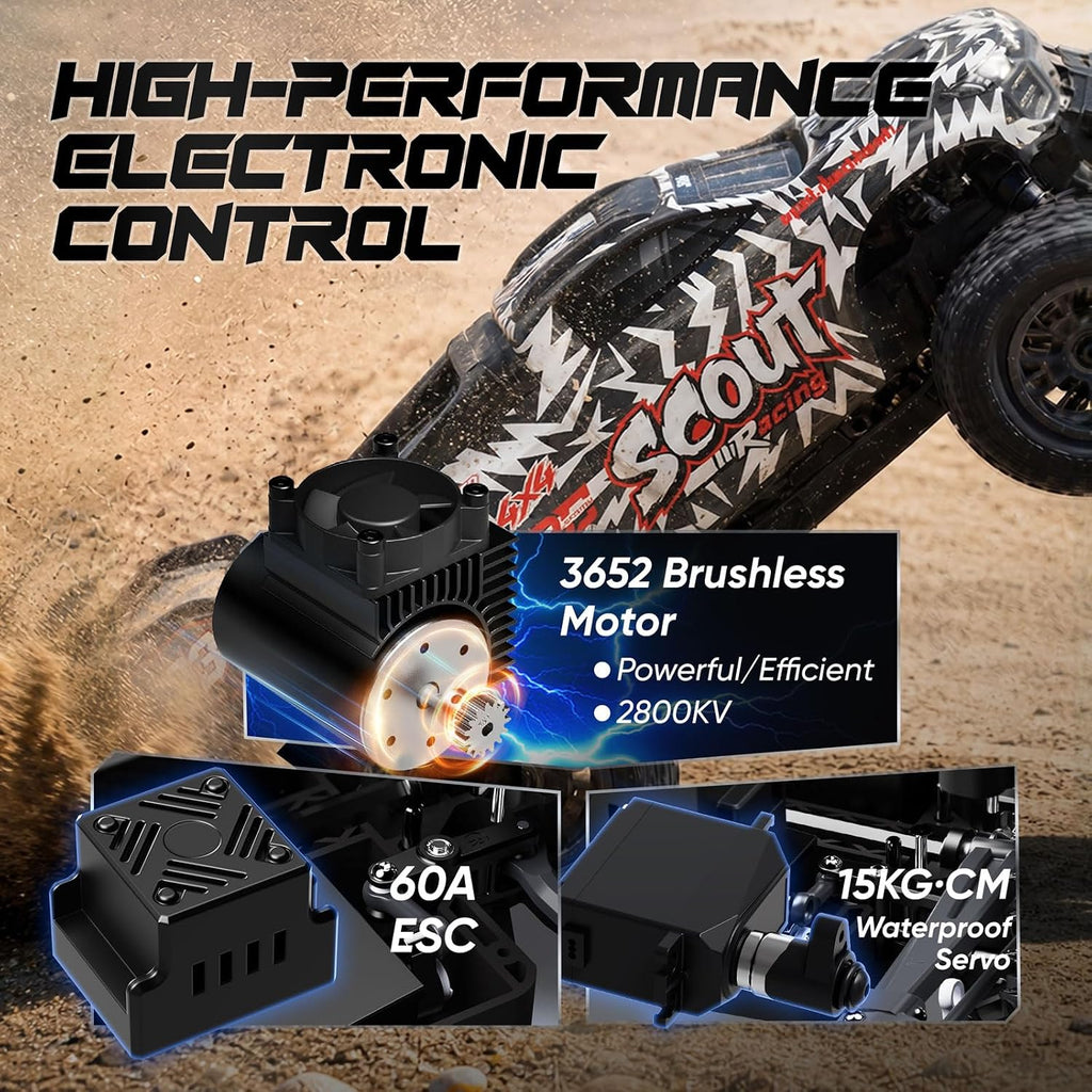 Camión RC sin escobillas SC10 1/10 RTR, 50+MPH, 4WD, Hobbywing ESC