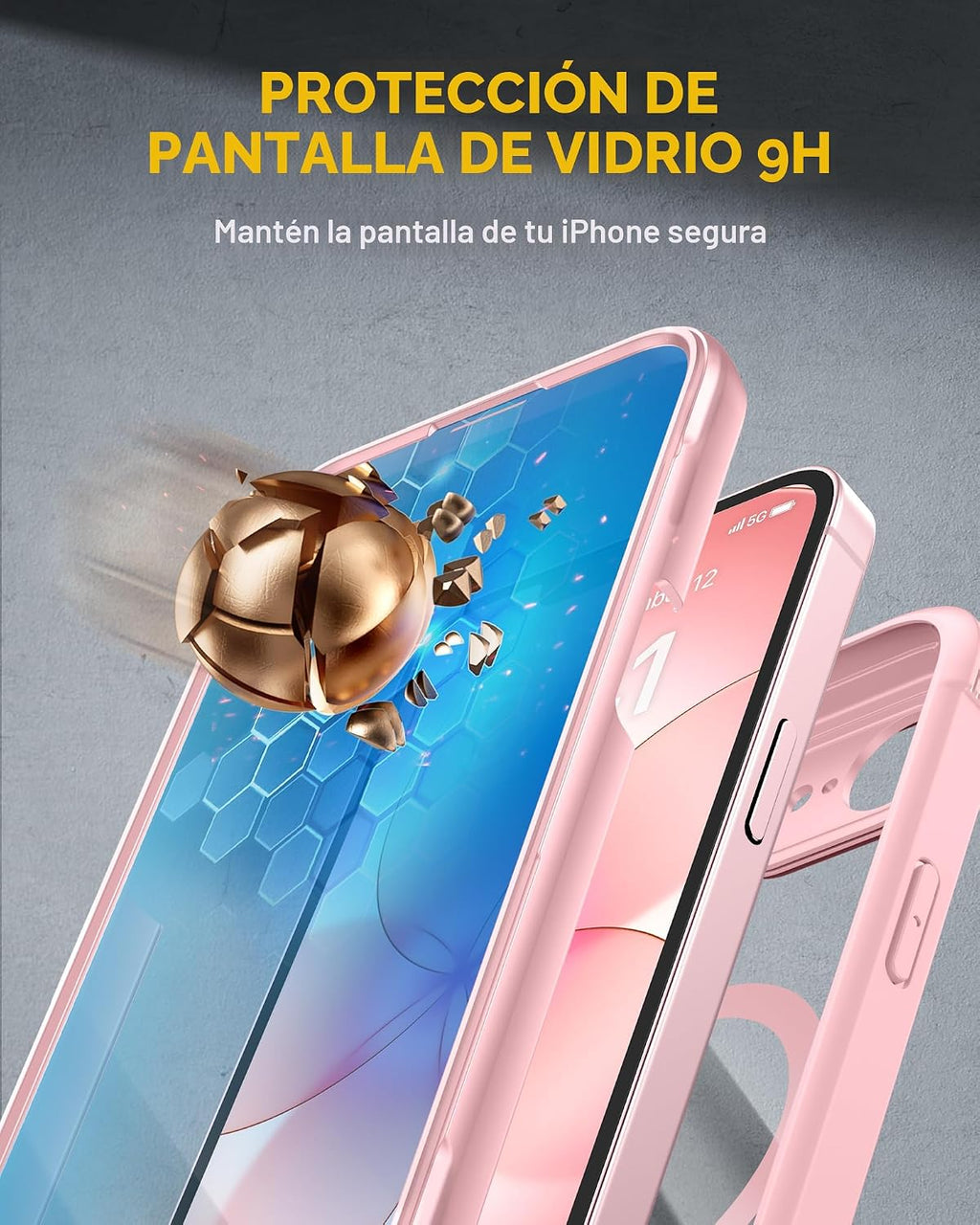 Miracase - Funda para iPhone 17e y iPhone 16e, teléfono de cuerpo completo con protector de pantalla de vidrio integrado, [magnético con MagSafe] funda militar a prueba de caídas 17 E/16 E, color rosa