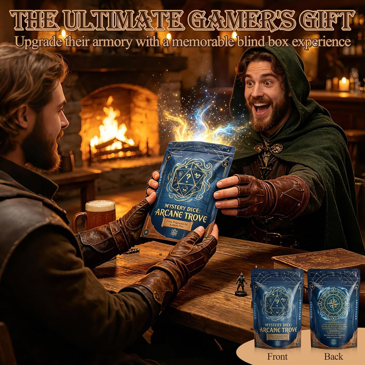 DEDC Set de 42 DADOS DND, 6 Bolsas Misterio para Goblins de Dados y Juegos RPG