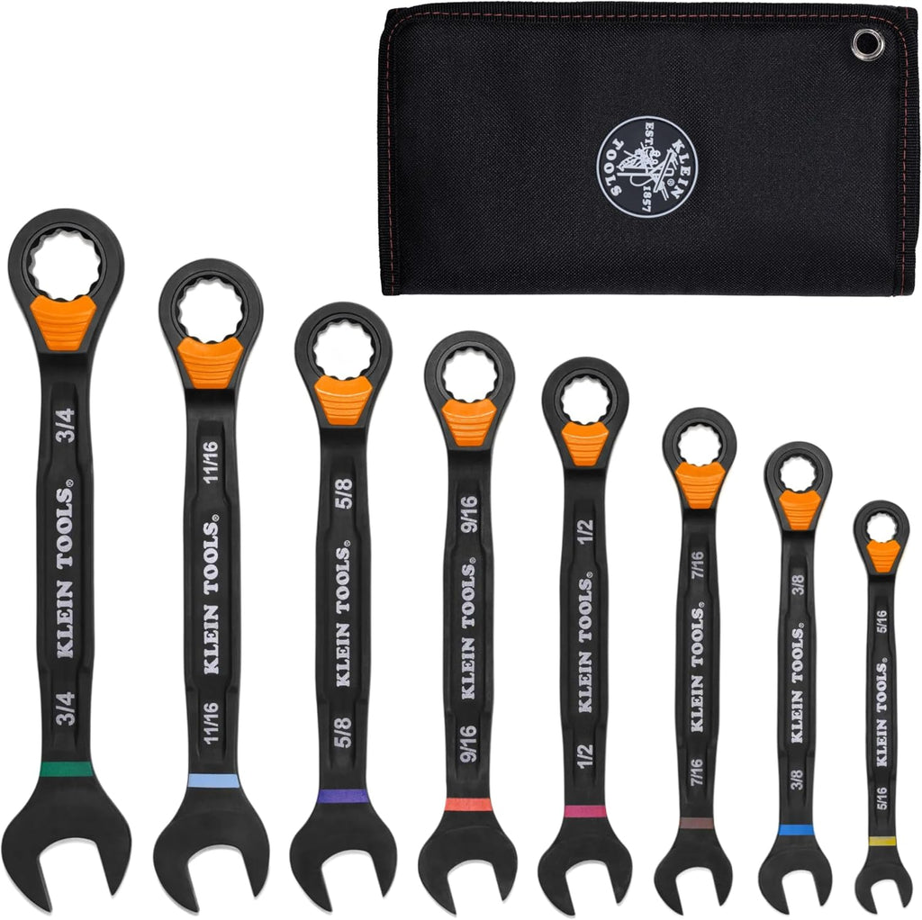 Klein Tools 69508 - Juego de llaves combinadas de trinquete, cerradura