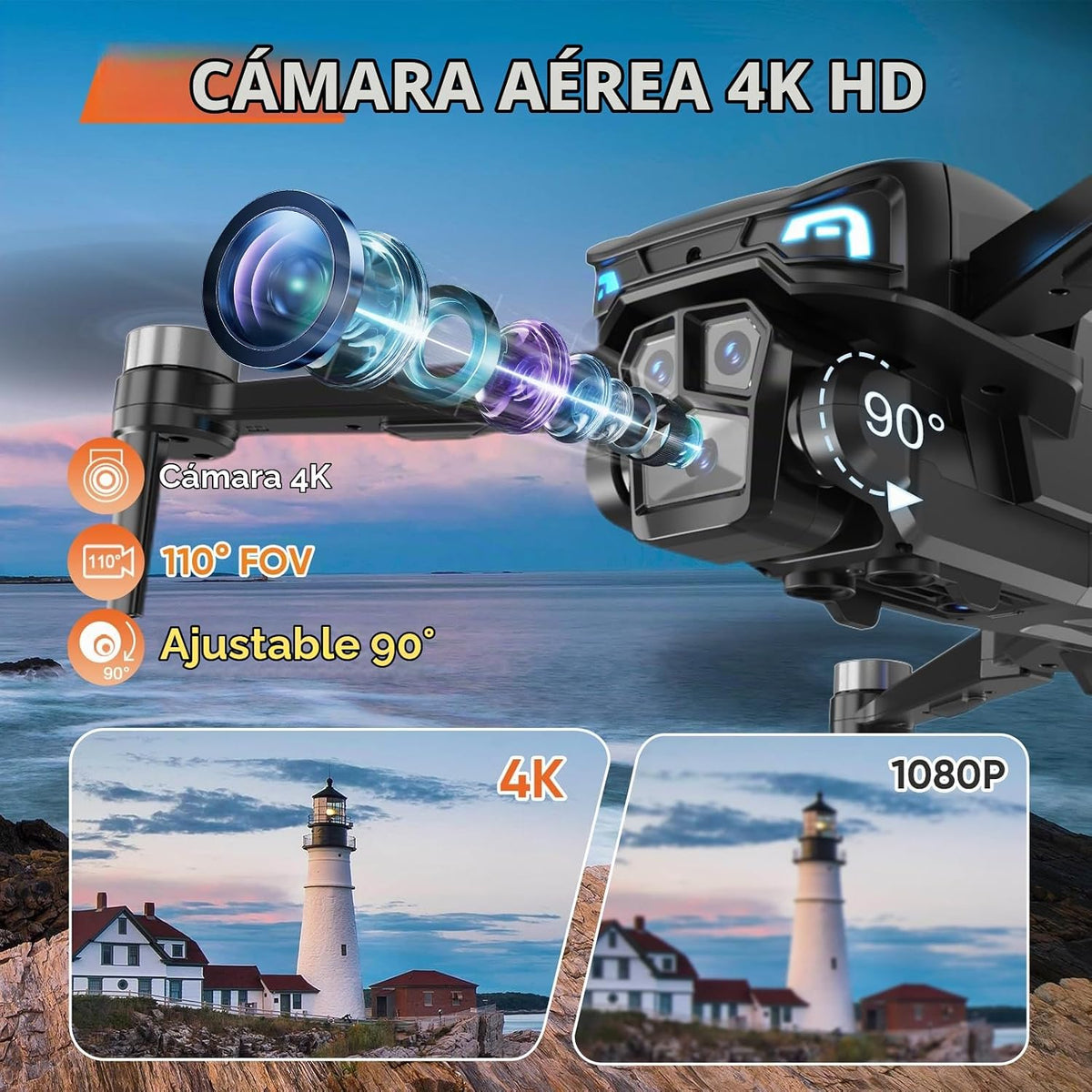 Drone con cámara para adultos 4K, dron GPS con controlador de pantalla de 4.5 pulgadas, motor sin escobillas, retorno automático GPS, cuadricóptero RC plegable con 60 minutos de tiempo de vuelo, menos