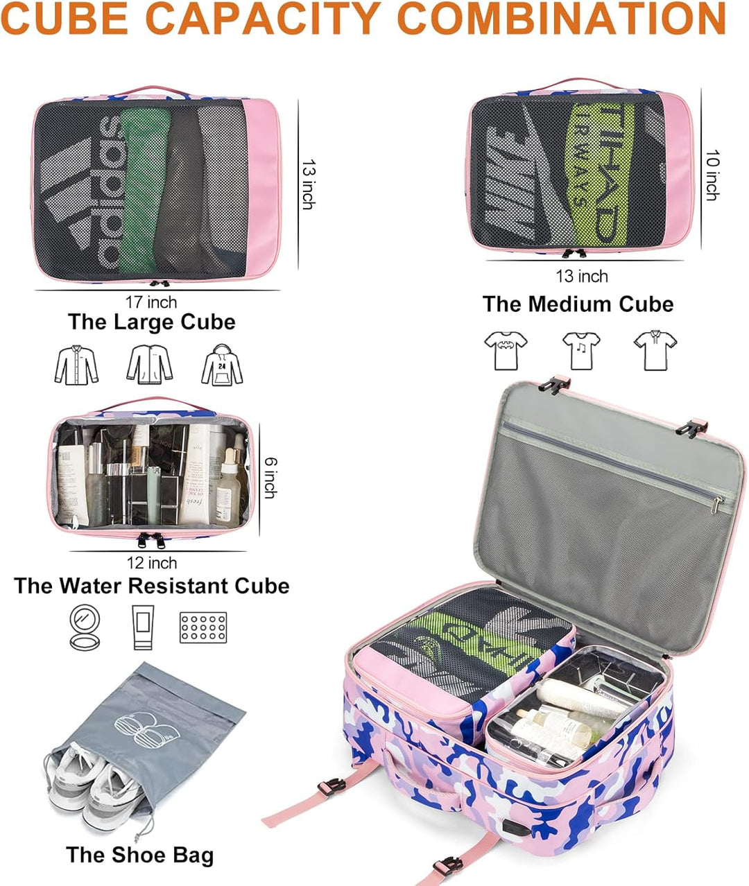 Lumesner Mochilas de viaje de mano, extra grandes de 40 litros apro...