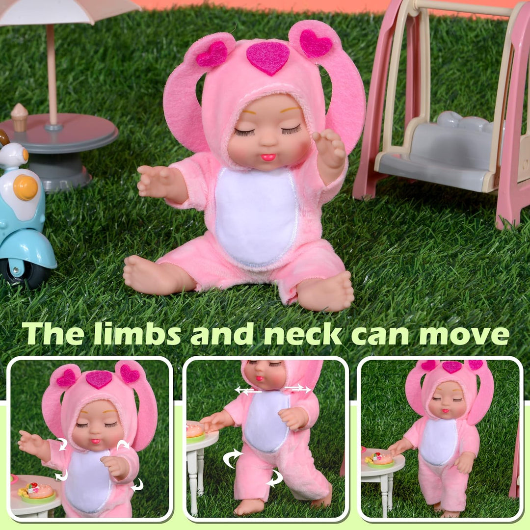 4 Pcs Muñecas de Bebé de 7 Pulgadas con Adorables Trajes Temáticos...