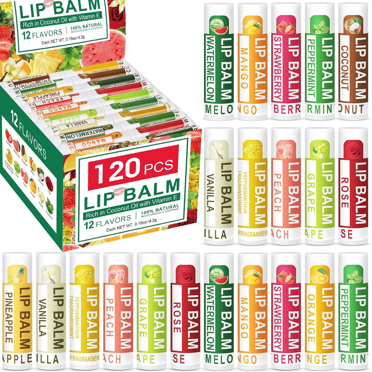 DMSKY Paquete de 120 bálsamos labiales, bálsamo labial natural a gr...