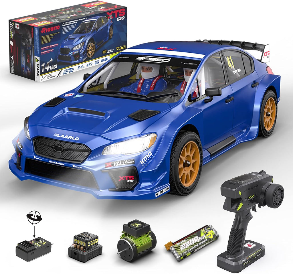 Coche de rally RC sin escobillas 1/10, 40+ MPH, 4WD, fibra de