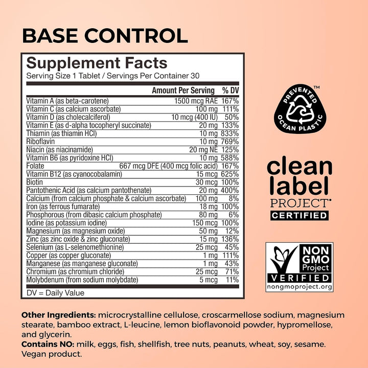 HUM Base Control Multivitamínico para mujeres con vitamina C, hierr...