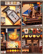 CUTEBEE Kit de rincón de libros para adultos, kit de casa en miniatura plegable japonés, estantería LED, decoración decorativa para el hogar, regalos de manualidades de construcción de modelos para