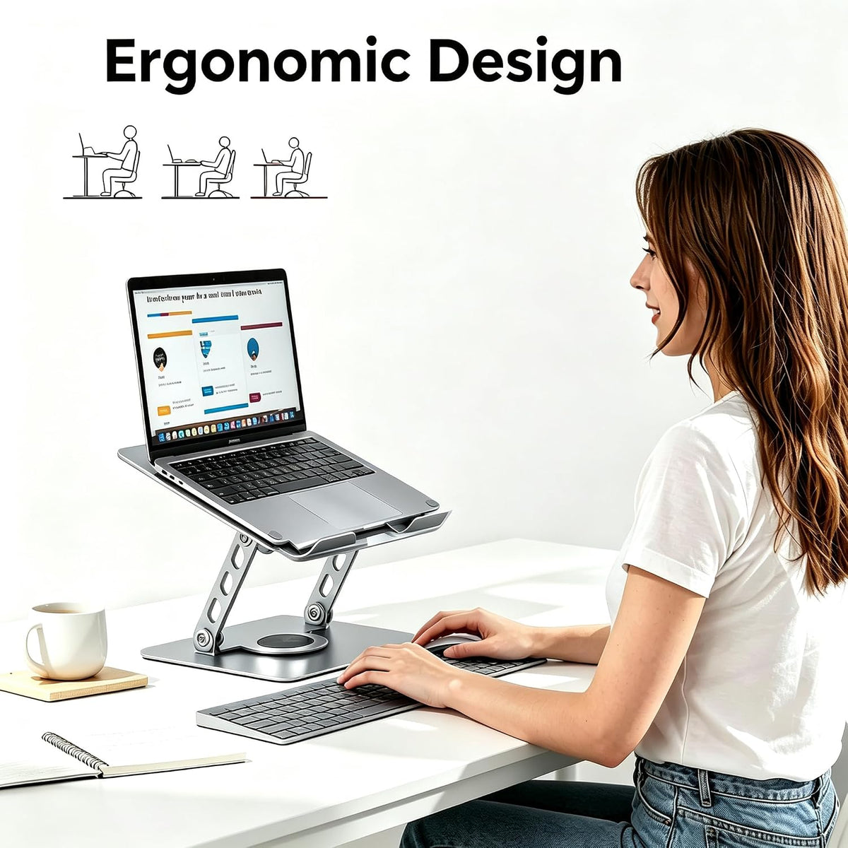 Soporte ajustable para laptop, soporte para computadora con base giratoria