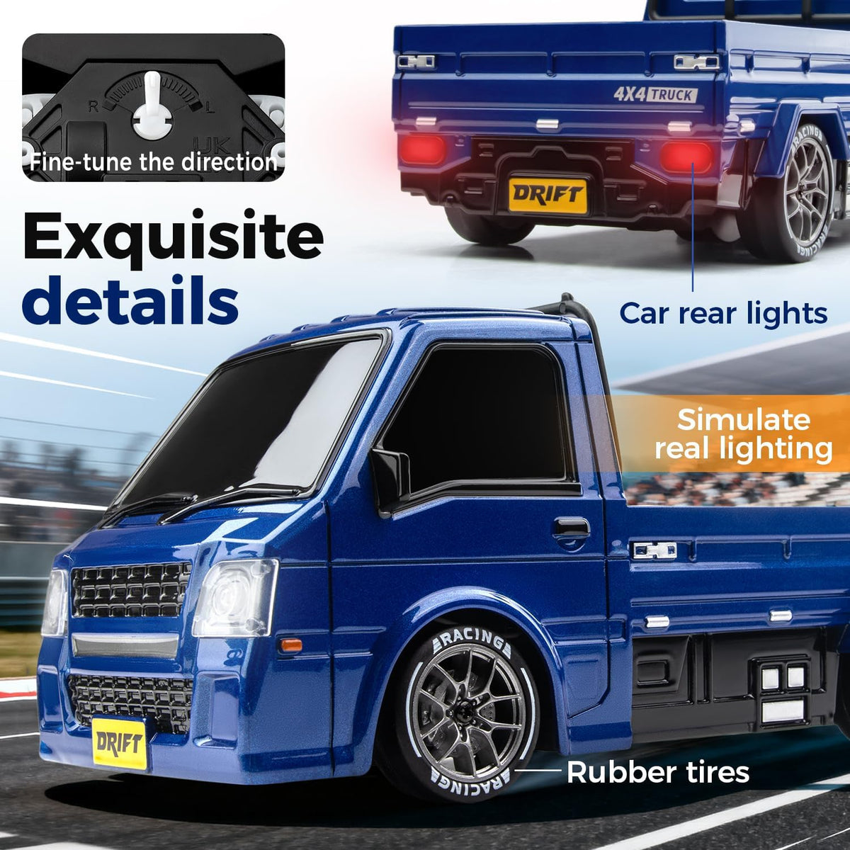 RC Drift Car, 1/24 4WD Bue Camioneta de deriva de estilo japonés