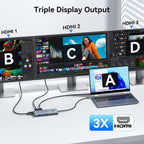 Estación de acoplamiento del ordenador portátil 3 monitores HDMI