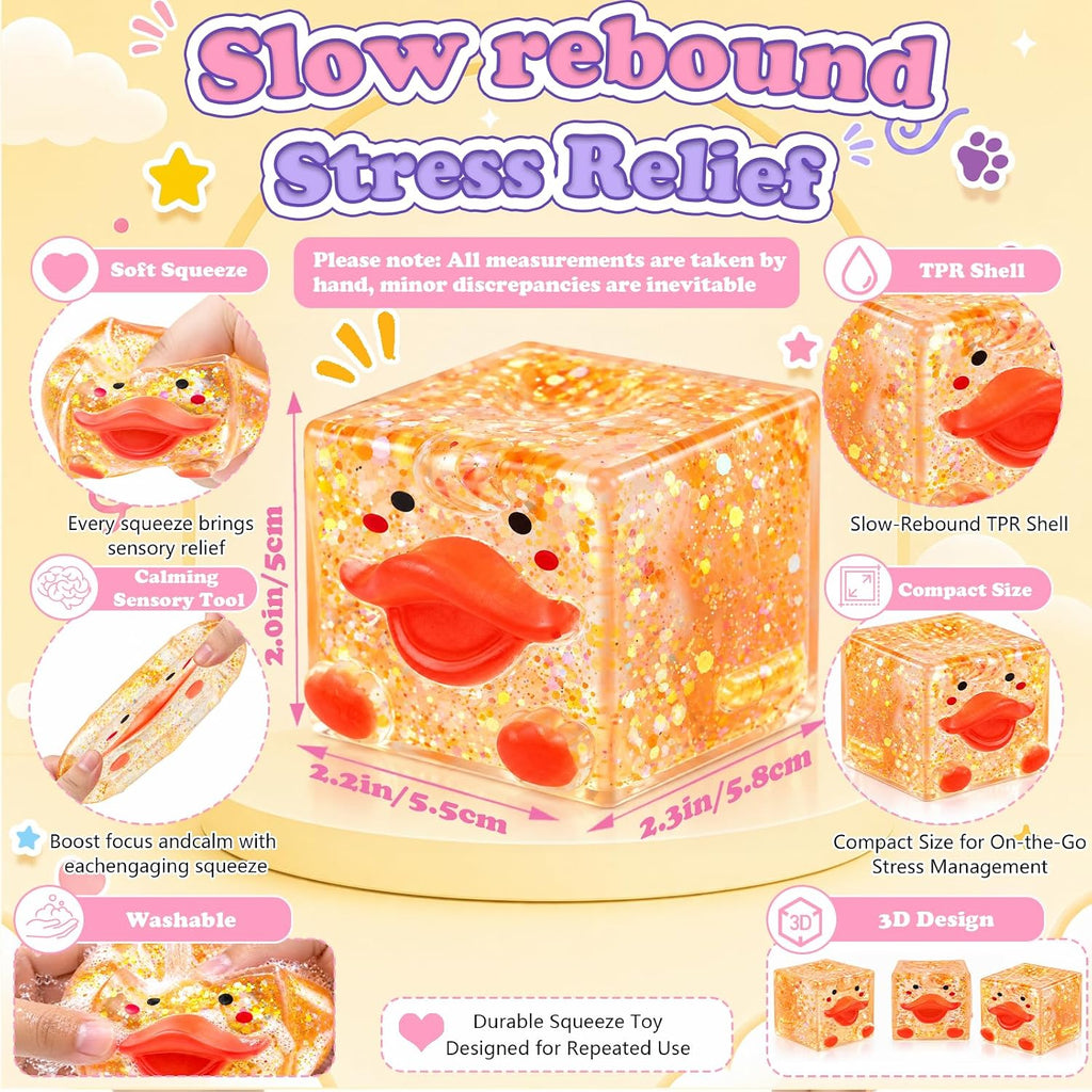 4 piezas novedoso cubo de pato 3D, juguete para ansiedad blando con