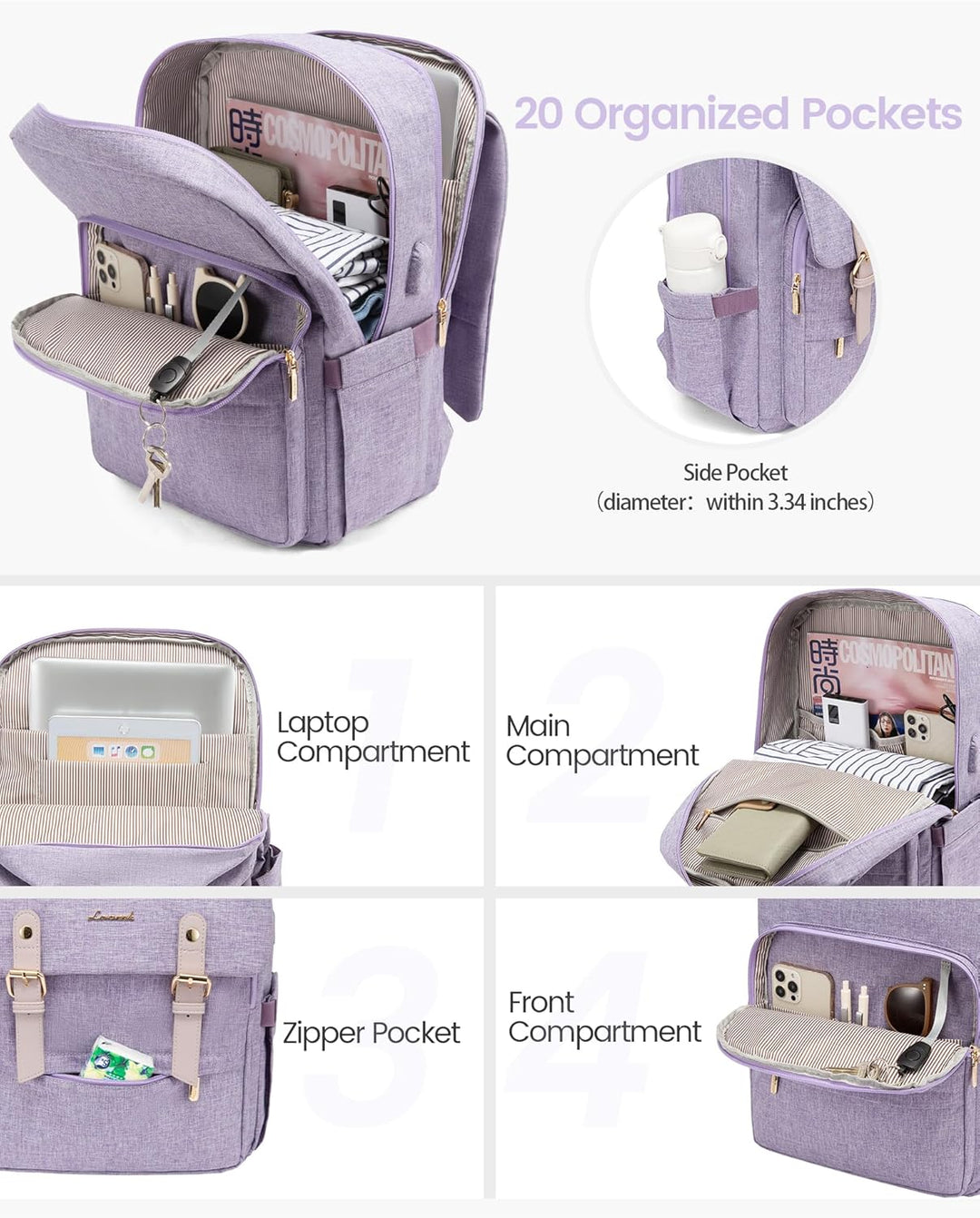 LOVEVOOK Mochila para computadora portátil para mujer, mochila de v...